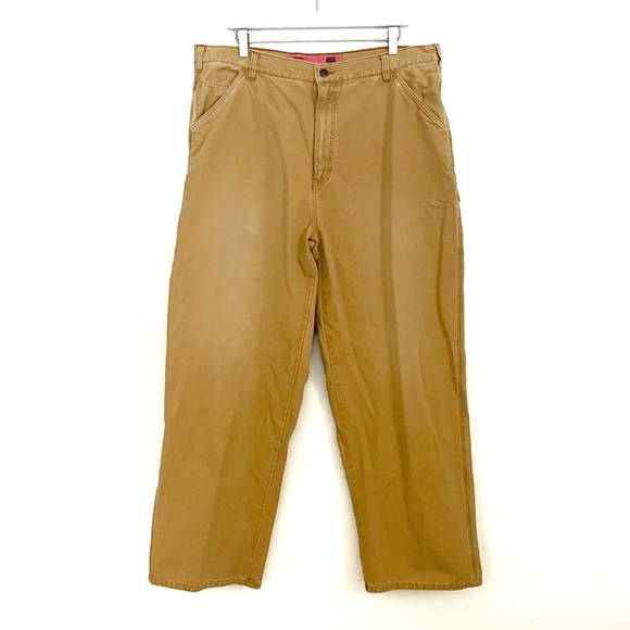 Vintage Other - Vintage Y2K Mossimo Faded Loose Baggy Fit Carpenter Work Pants Size 38 x 30 Tan